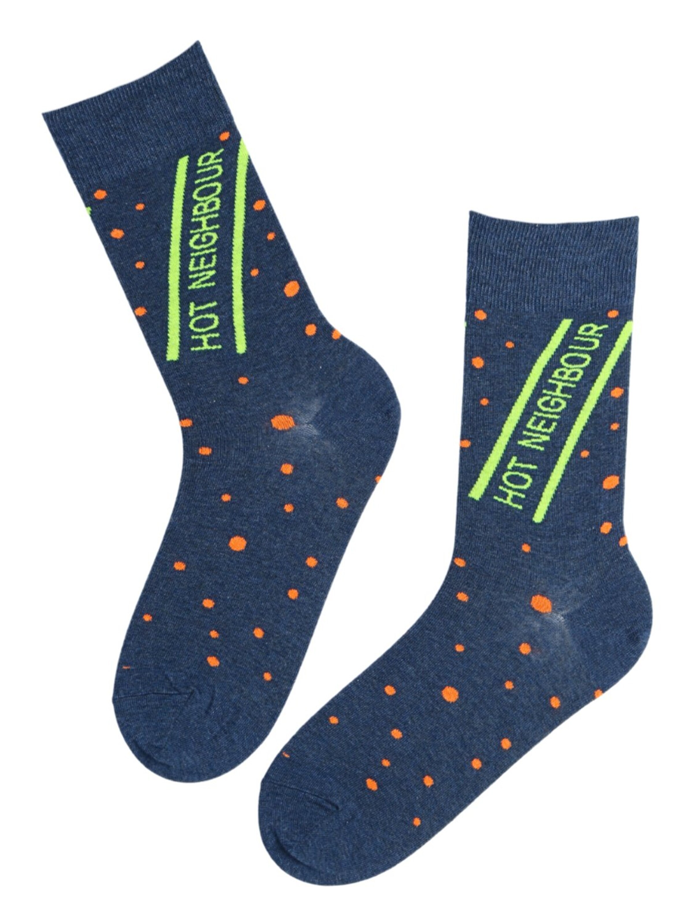 Sokisahtel Socken 'HOT NEIGHBOUR cotton socks'‌ in 36-40 in blau, Produktansicht