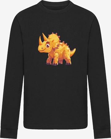 F4NT4STIC Shirt 'Süßer Triceratops Dinosaurier' in Schwarz: Vorderseite