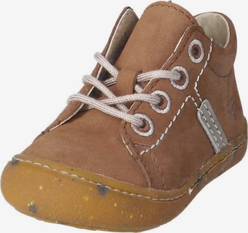 Pepino First-Step Shoes in Brown: front