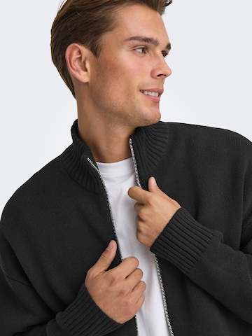 Only & Sons Knit Cardigan 'ONSBLAKE' in Black