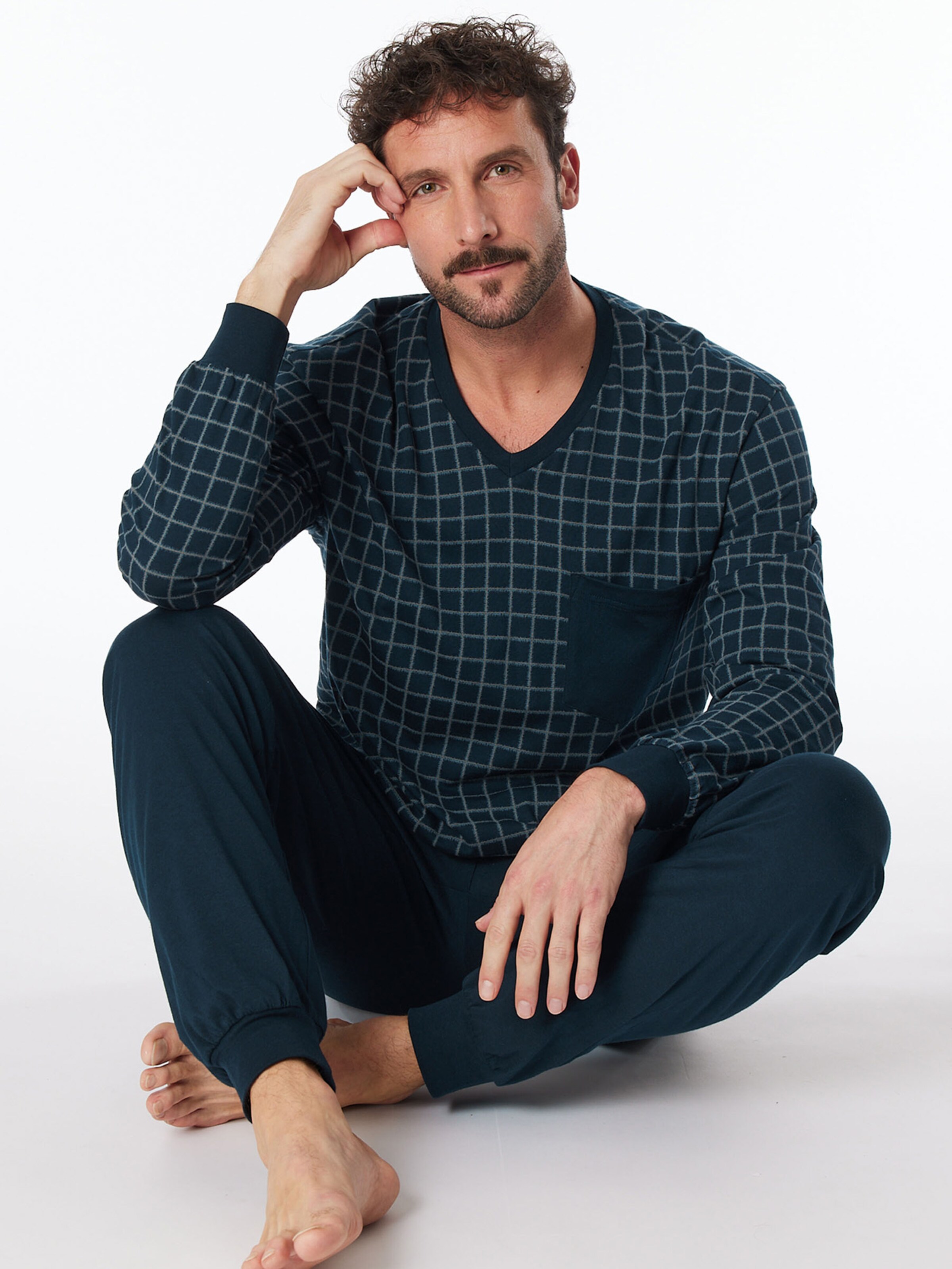 SCHIESSER Pyjama lang in Blauw