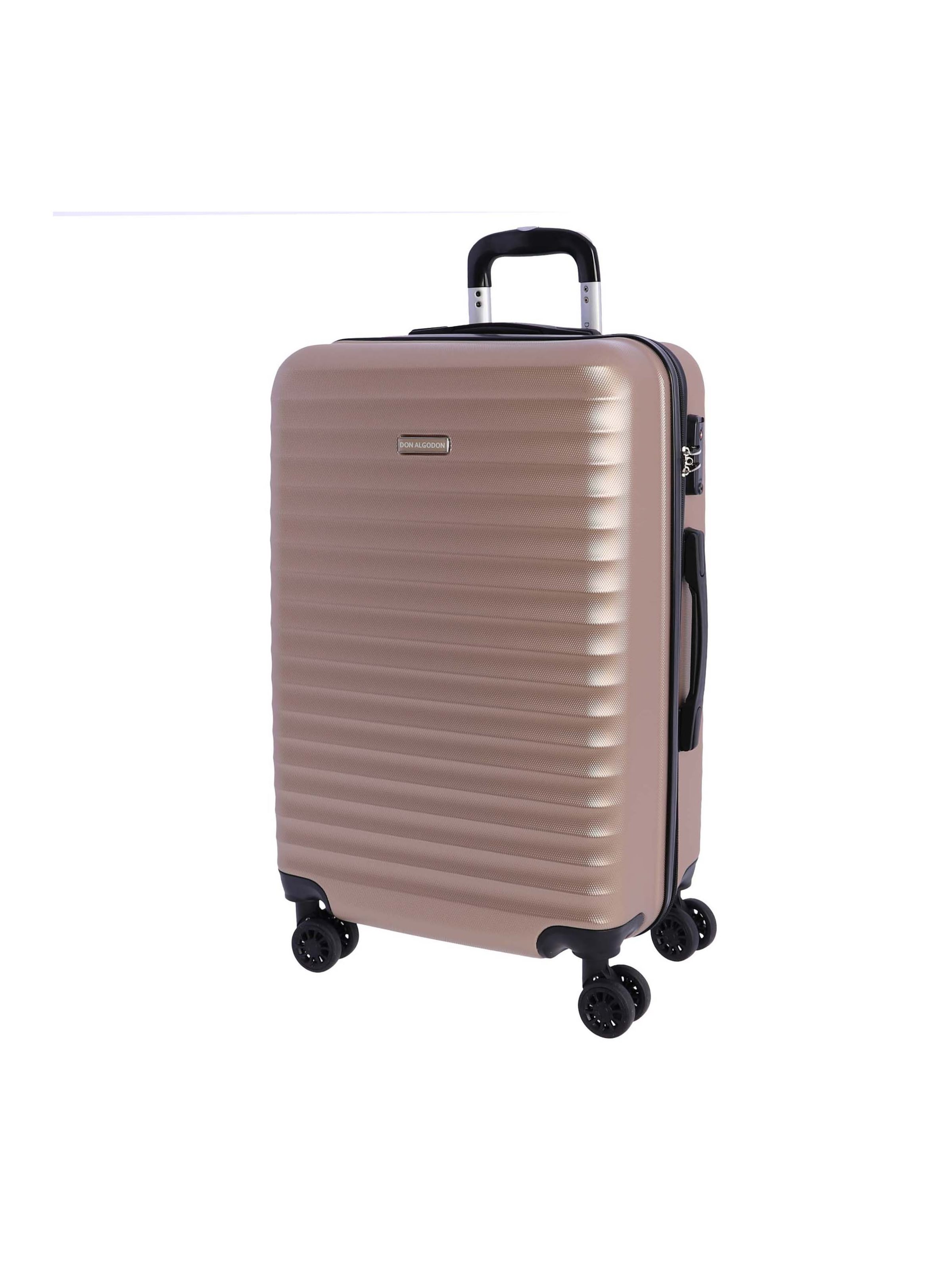 Don Algodon - Carrito 'DON ALGODON Maleta Mediana 23 kg | Maleta de Viaje Rígida con 4 Ruedas Dobles 360º, Candado TSA y Asa Telescópica | Equipaje Resistente al Agua para Viajes en Avión' en oro: frente