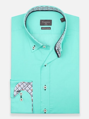 Slim fit Camicia business 'Leonardo Sport Poplin Stretch Man Shirt Black' di 7Camicie in verde: frontale