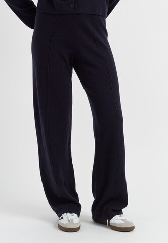 Chinti & Parker Wide Leg Bukser 'Basics' i blå: forside