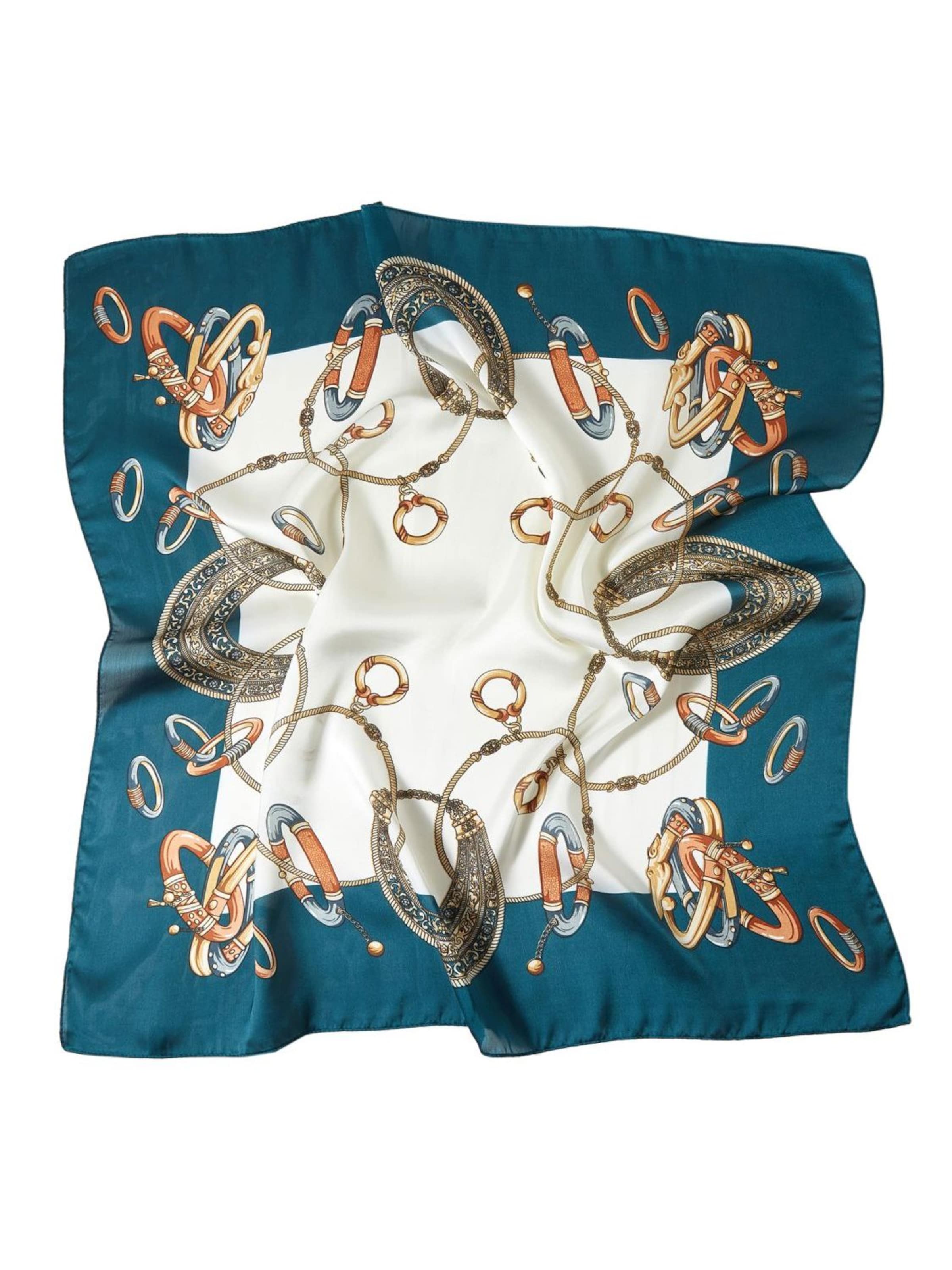 alberto cabale - Chal 'Petit carré de Soie Multirings Cléo' en azul: frente