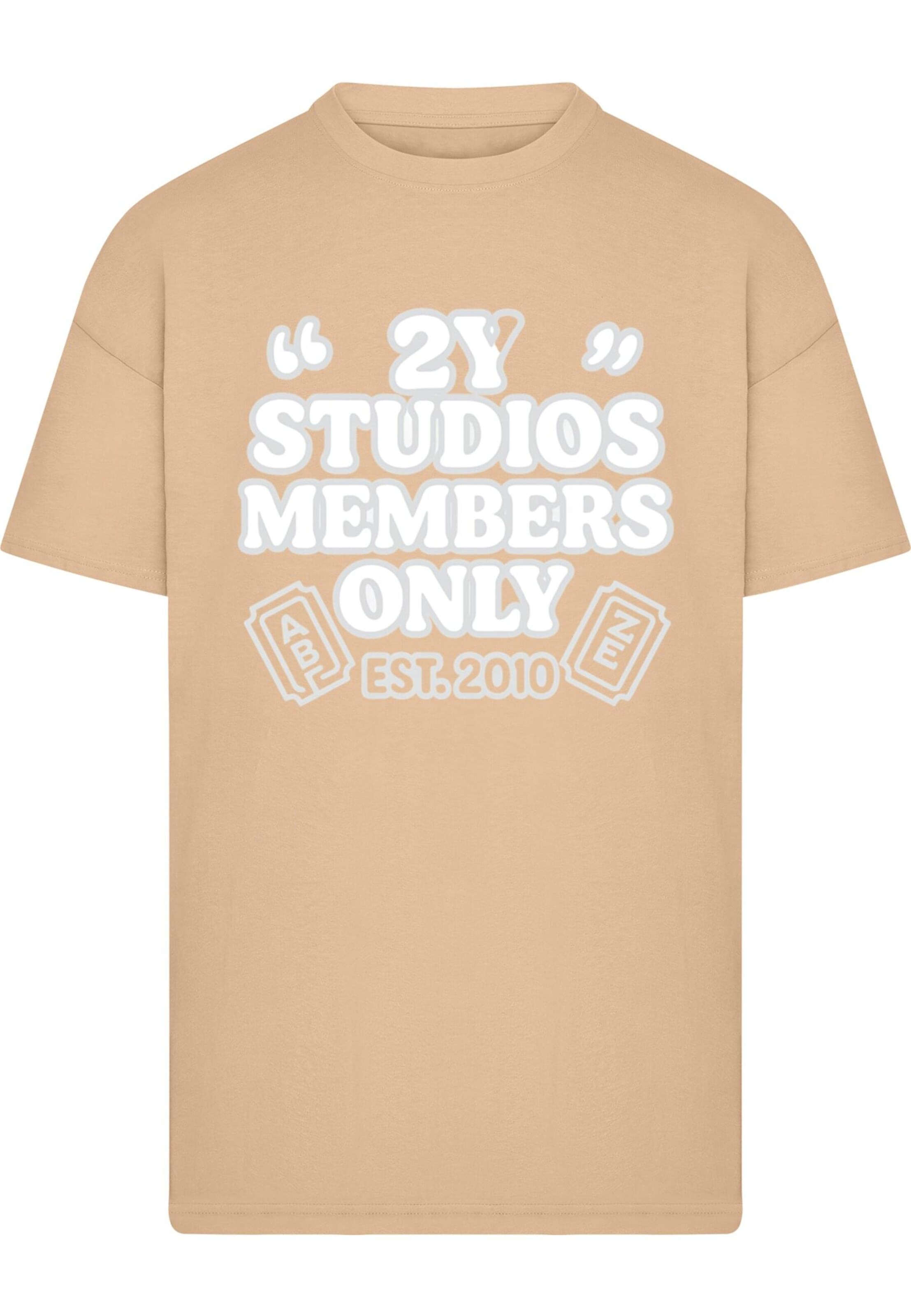 T-Shirt 'Members Only' 2Y Studios en beige : devant