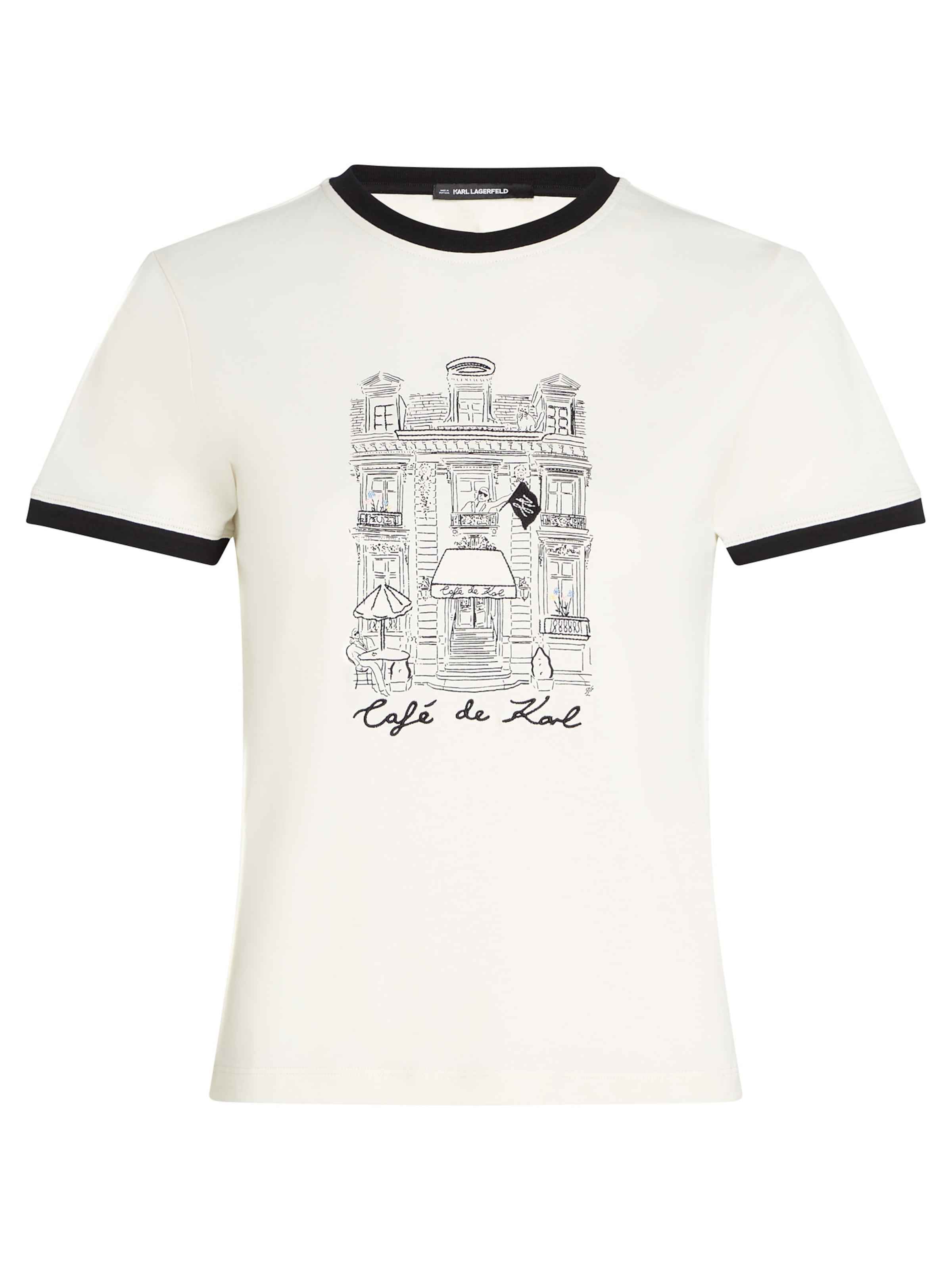 Karl Lagerfeld T-shirt 'KL x Jorge Parra' i vit: framsida