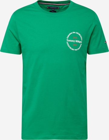 T-Shirt TOMMY HILFIGER en vert : devant