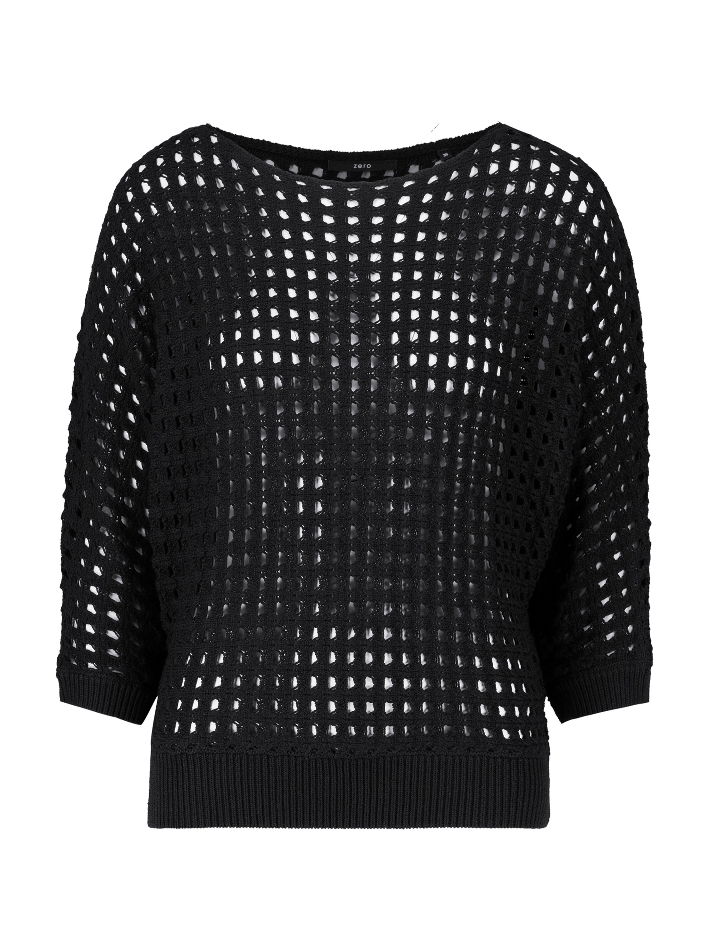 zero Pullover mit Lochmuster in Schwarz: Vorderseite