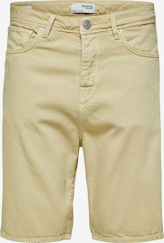 Jean SELECTED HOMME en beige : devant