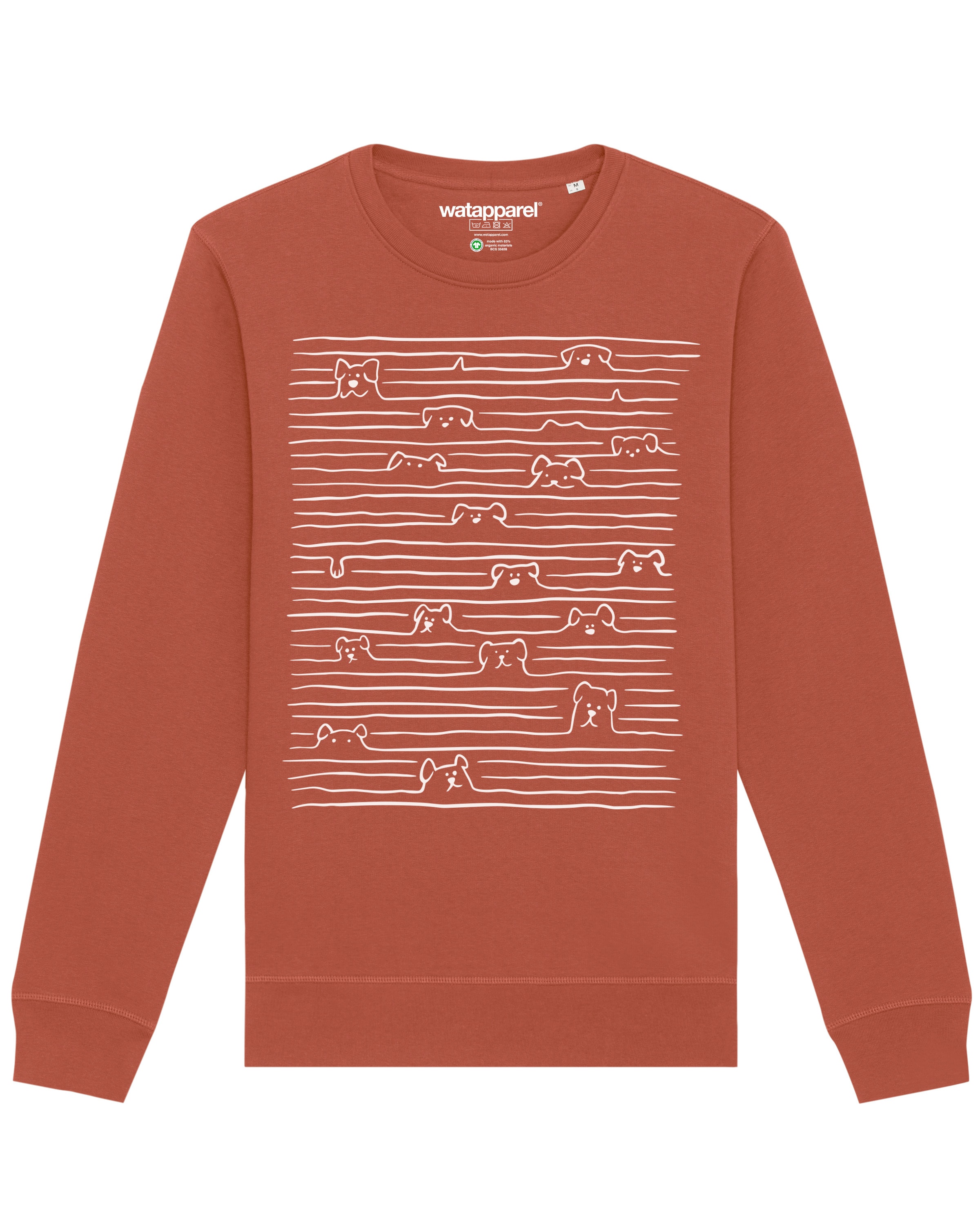 Watapparel Sweatshirt ' Doodle Dogs ' in Bruin: voorkant