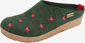HAFLINGER Clogs 'Grizzly Cuoricini' in Green: front