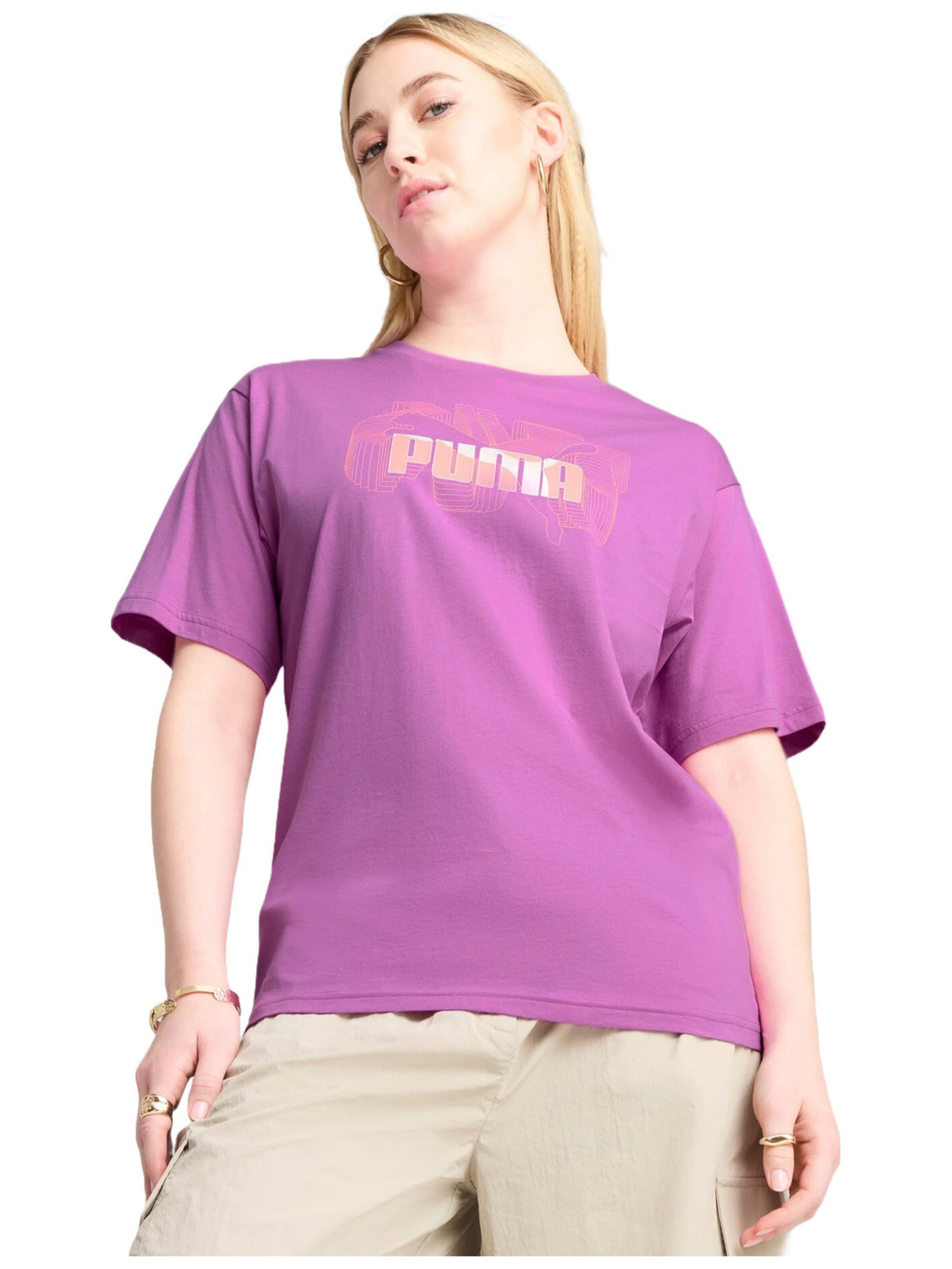PUMA - Camiseta 'Puma Graphics Stacked No. 1 Logo Relaxed Tee' en lila: frente
