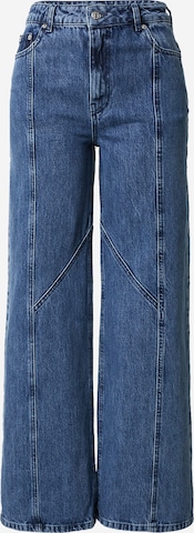 NA-KD Wide leg Jeans in Blauw: voorkant