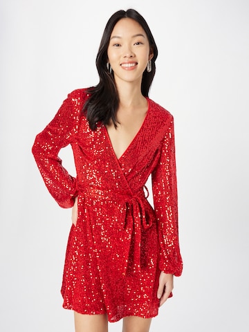 Robe de cocktail 'BELLISSA' Bardot en rouge : devant