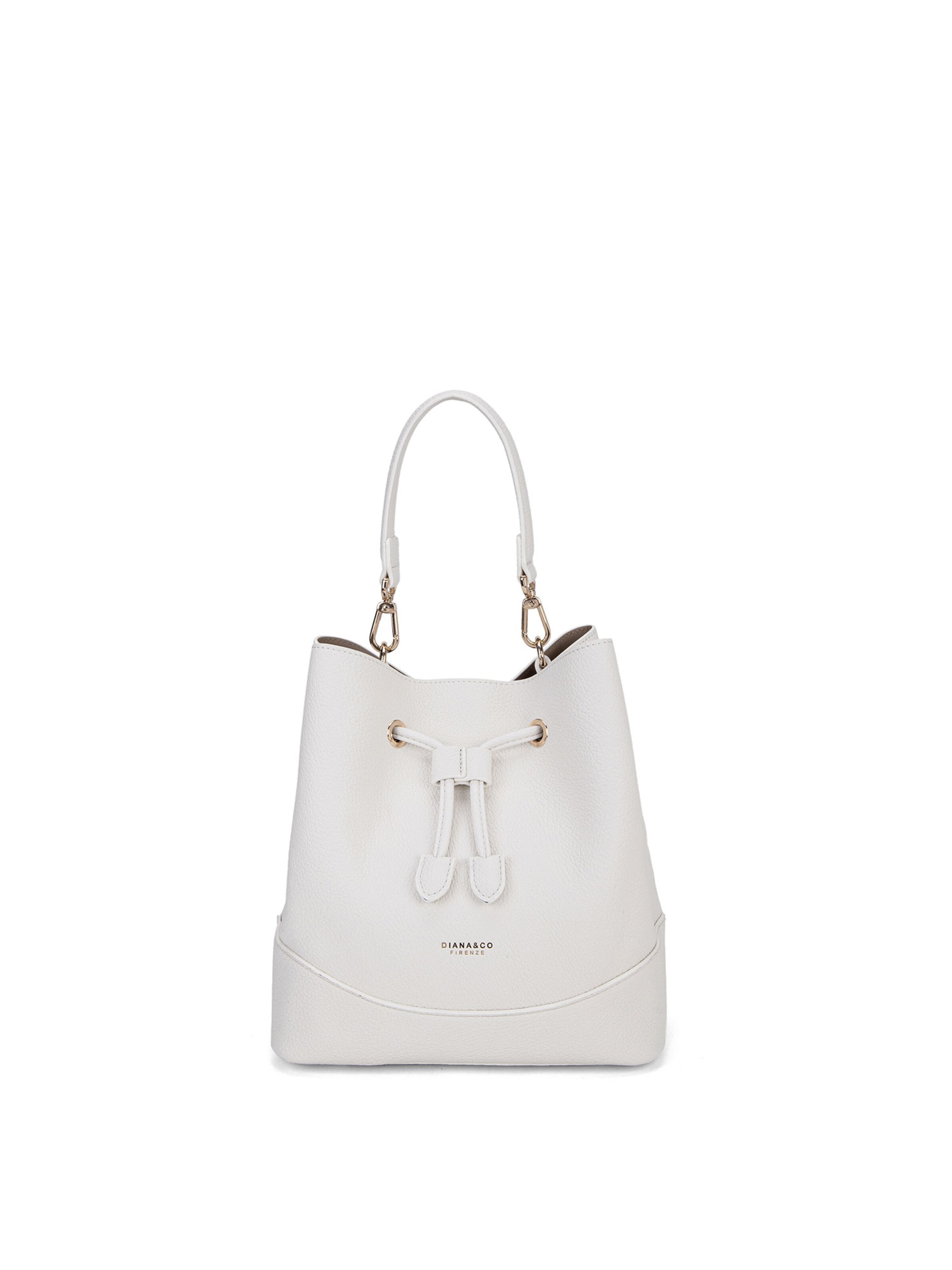 Borsa a mano 'Borsa a Mano Donna Vegan Leather con Coulisse e Tracolla Rimovibile' di Diana&Co. in bianco: frontale