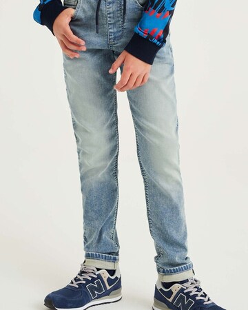 WE Fashion Slimfit Jeans in Blauw: voorkant