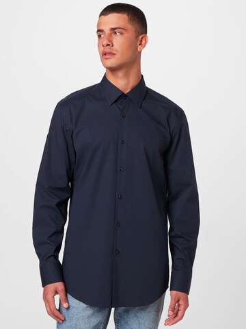 Coupe slim Chemise 'H-Hank' BOSS en noir : devant