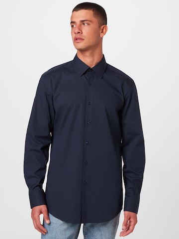 BOSS Black Slim fit Button Up Shirt 'H-Hank' in Black: front