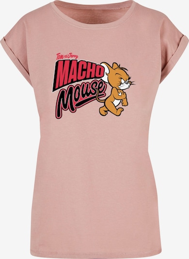 ABSOLUTE CULT T-shirt 'Tom And Jerry - Macho Mouse' en rose / rouge / noir / blanc cassé, Vue avec produit