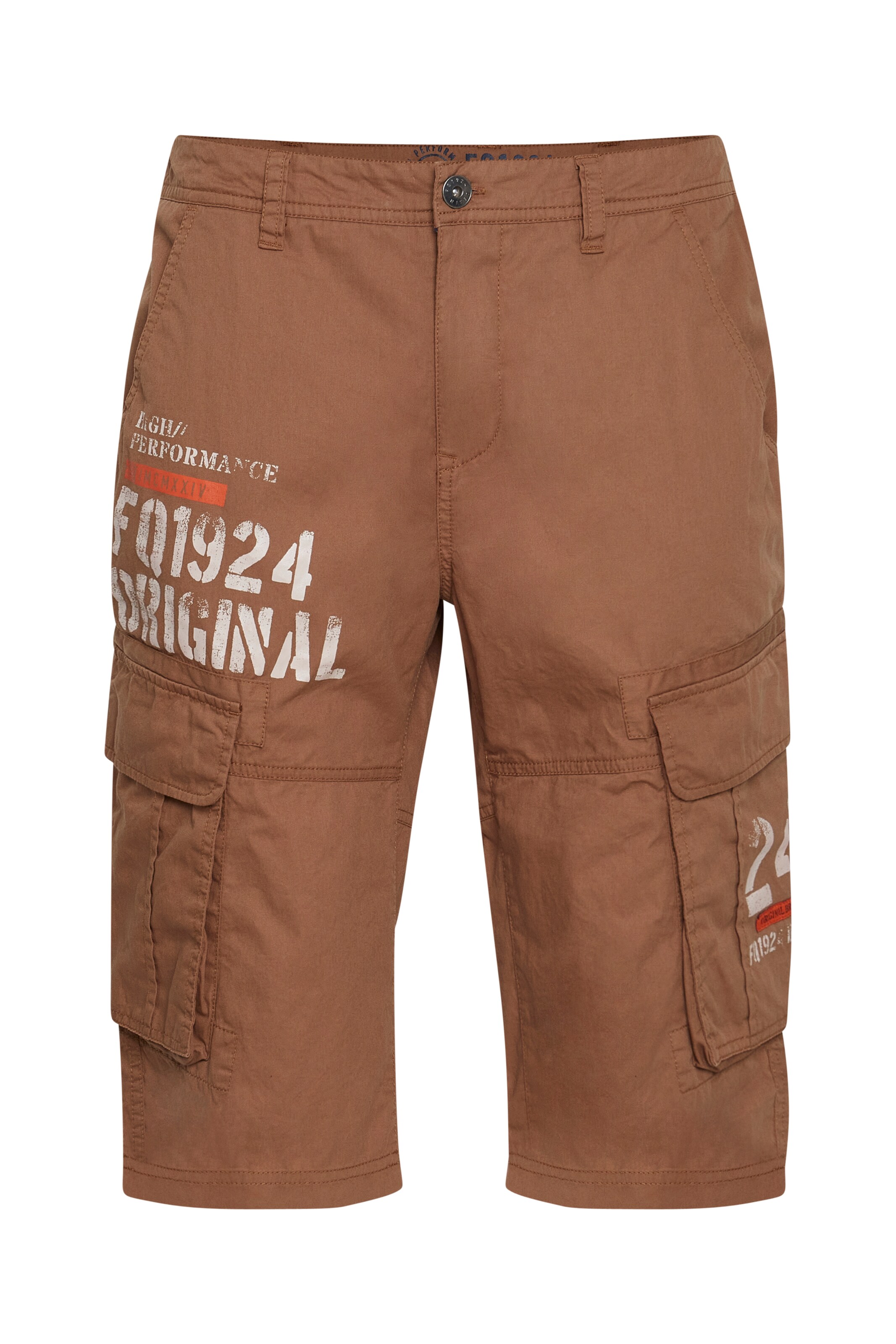 FQ1924 - Calças cargo 'Mael' em castanho: frente