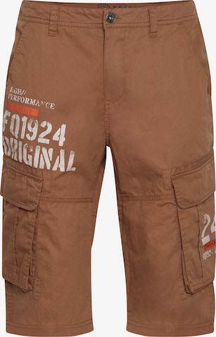 FQ1924 - Calças cargo 'Mael' em castanho: frente
