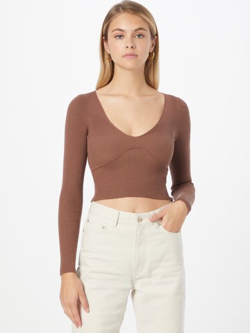 Parallel Lines Sweater in Brown: front