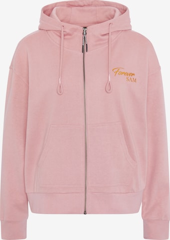 UNCLE SAM Zip-Up Hoodie in Pink: front