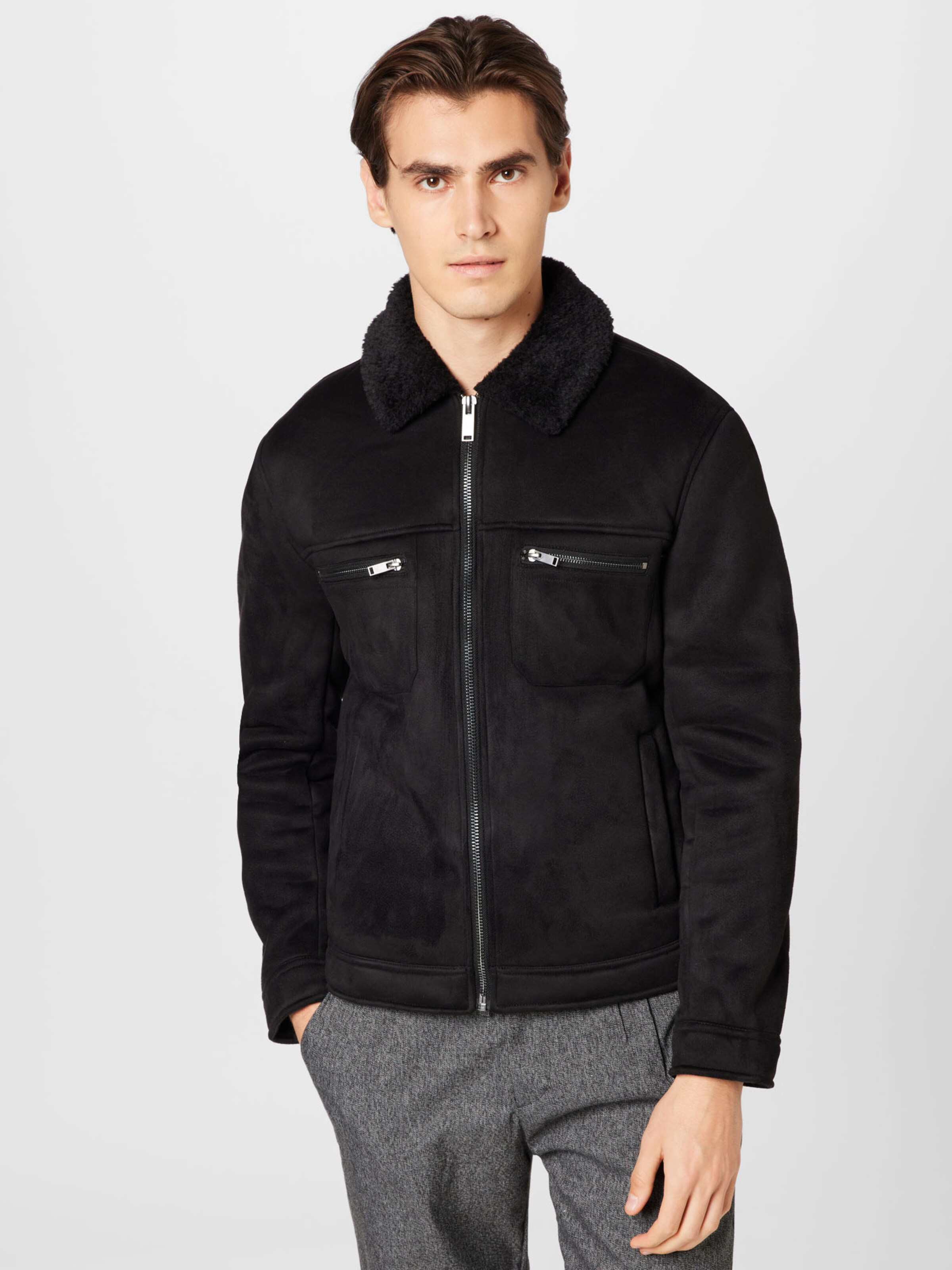 River island shearling shop jacket mens