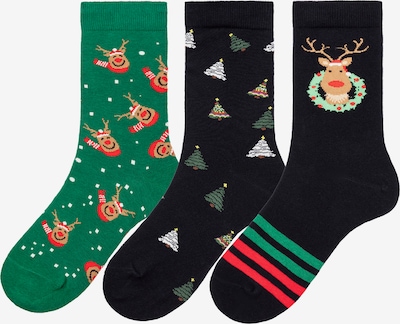 H.I.S Socken in braun / grün / rot / schwarz, Produktansicht