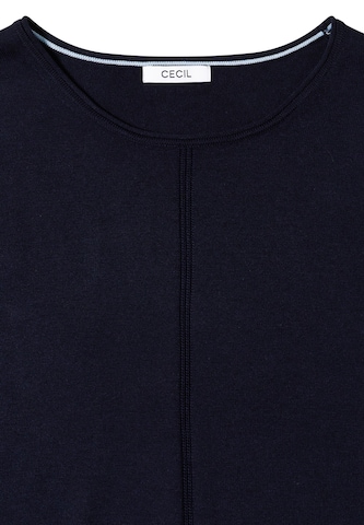 CECIL Basic Pullover mit Rundhals in Unifarbe in Blau