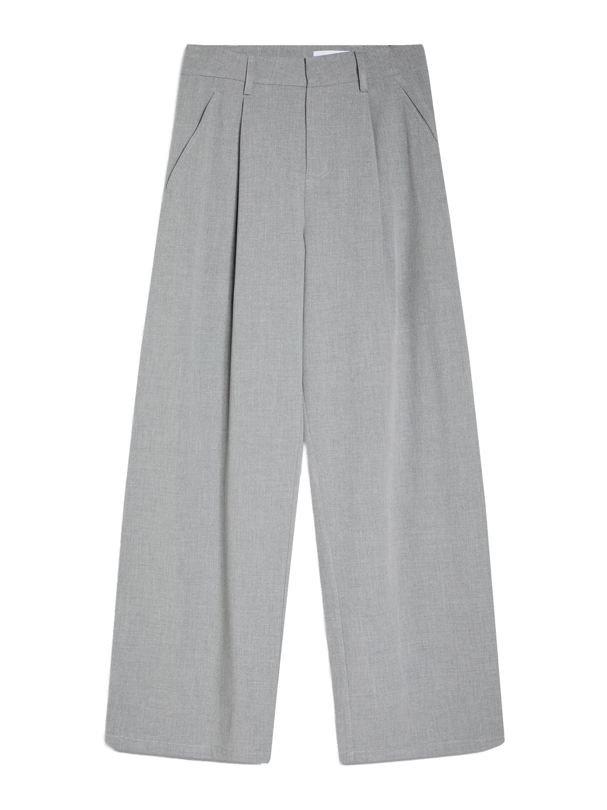 Bershka Широки крачоли Панталон с набор в сиво: отпред