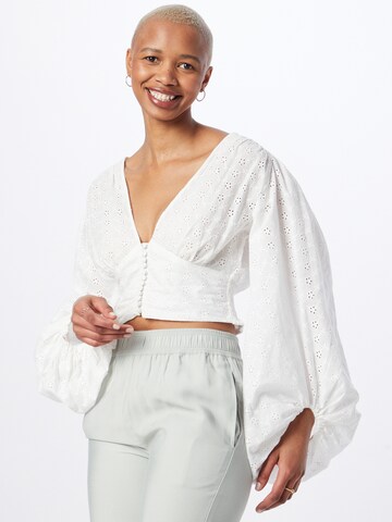 Nasty Gal Blouse in Wit: voorkant