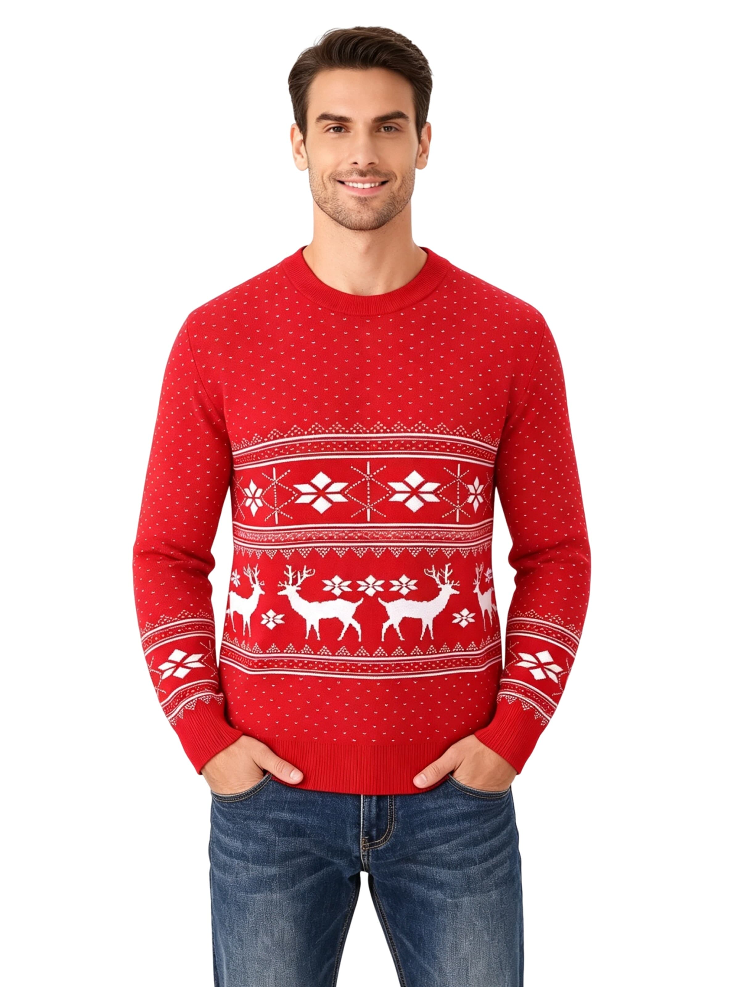 KoJooin Sweater 'Weihnachtspullover für Herren Rundhalsausschnitt Langarm Pullover' in Red: front