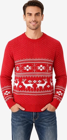 KoJooin Sweater 'Weihnachtspullover für Herren Rundhalsausschnitt Langarm Pullover' in Red: front