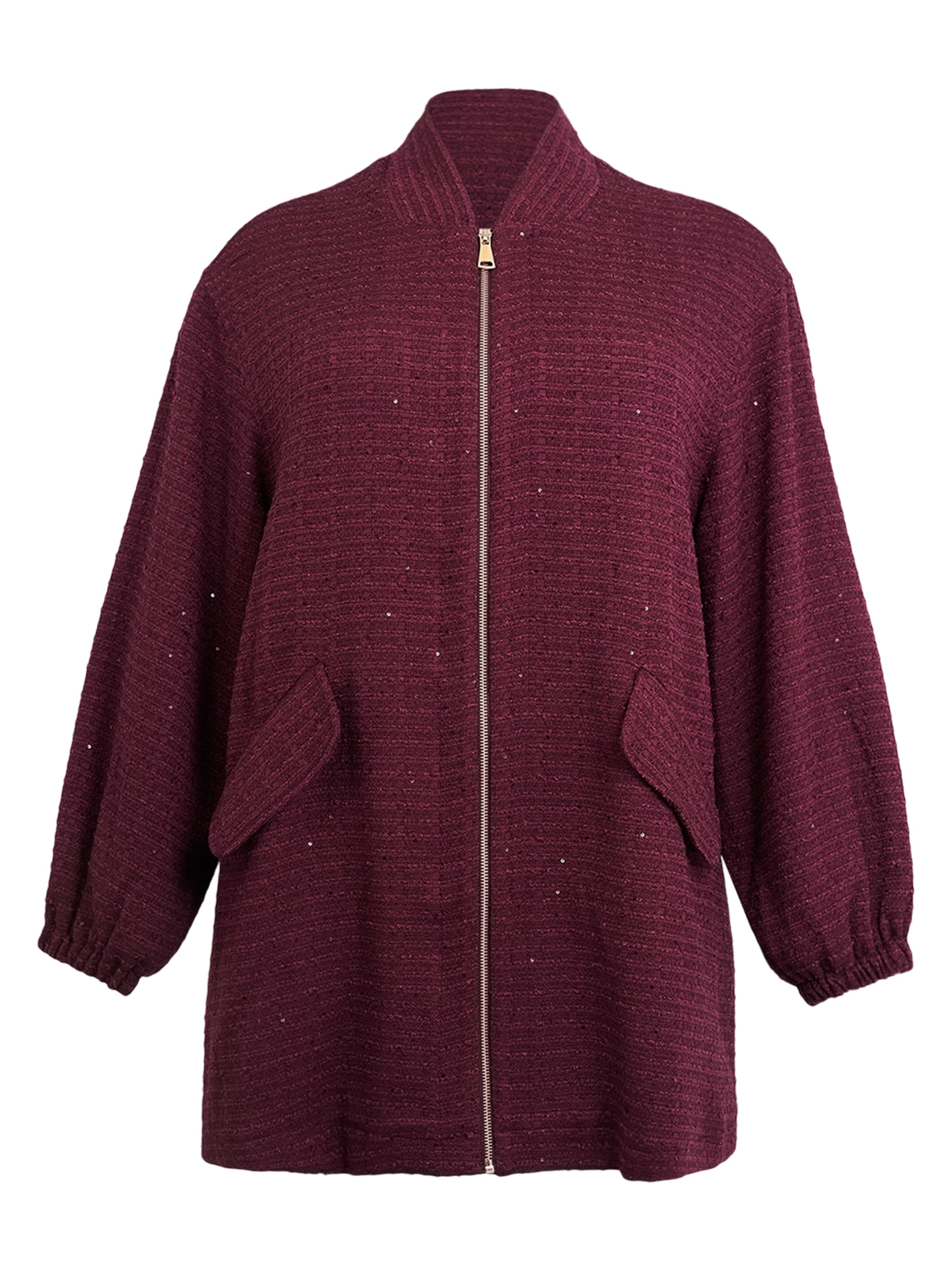 YOEK Gebreid vest in M-L in de kleur Aubergine, Productweergave
