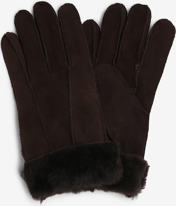 eem Full Finger Gloves in Brown: front