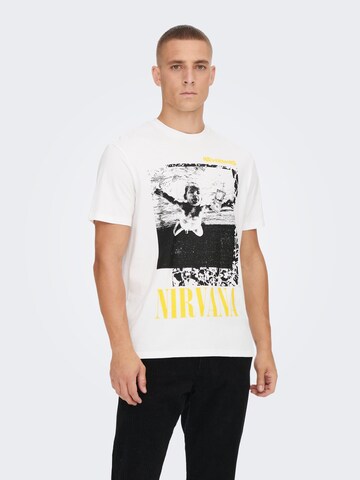 Only & Sons T-Shirt 'Nirvana' in Weiß: predná strana