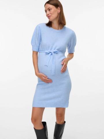 MAMALICIOUS Gebreide jurk 'MLCarmen' in Blauw: voorkant