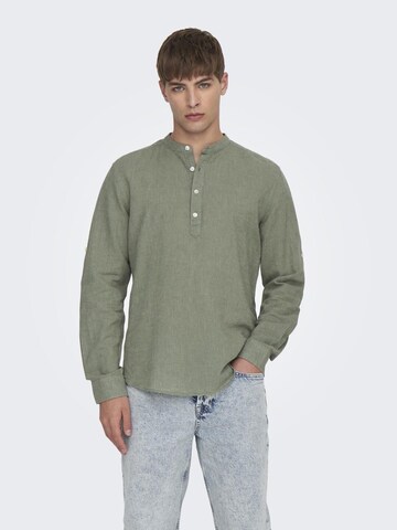 Slim fit Camicia 'Caiden' di Only & Sons in verde: frontale
