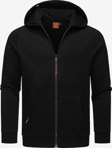 Ragwear Zip-Up Hoodie 'Zenway' in Black: front