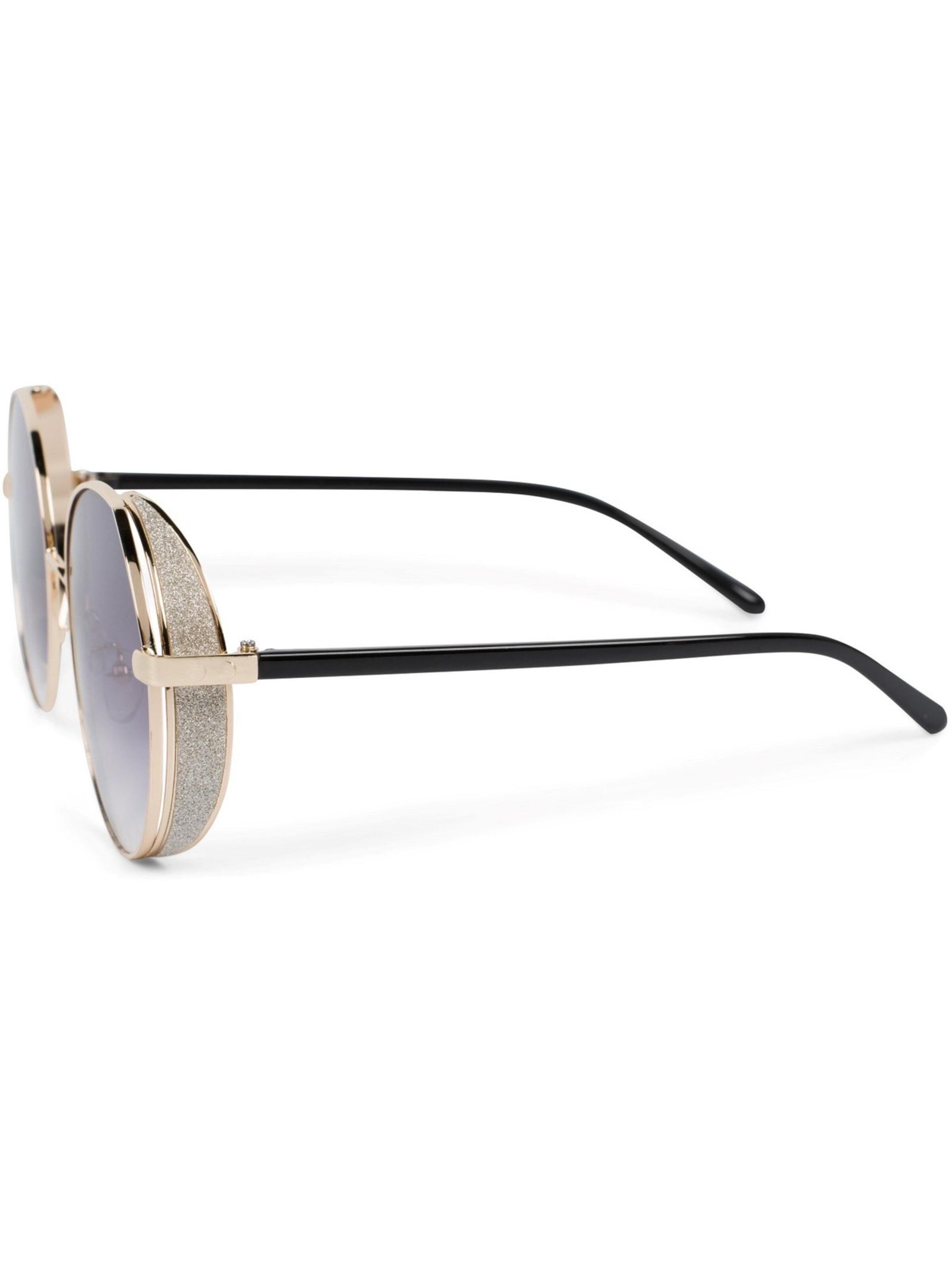 styleBREAKER Sonnenbrille 'Runde Sonnenbrille mit Glitzer Side Shield'‌‌‌‌‌‌ in Grau
