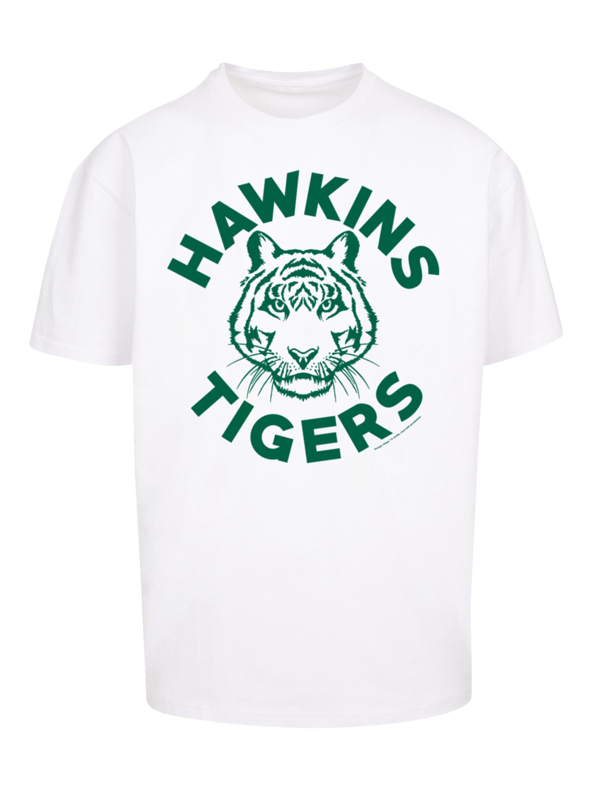 F4NT4STIC Shirt 'Stranger Things Hawkins Tigers Netflix TV Series' in Wit: voorkant