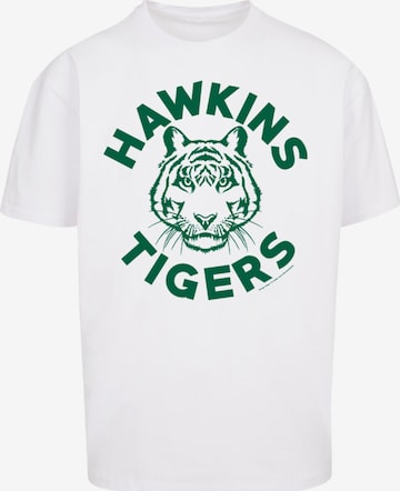 F4NT4STIC Shirt 'Stranger Things Hawkins Tigers Netflix TV Series' in Wit: voorkant
