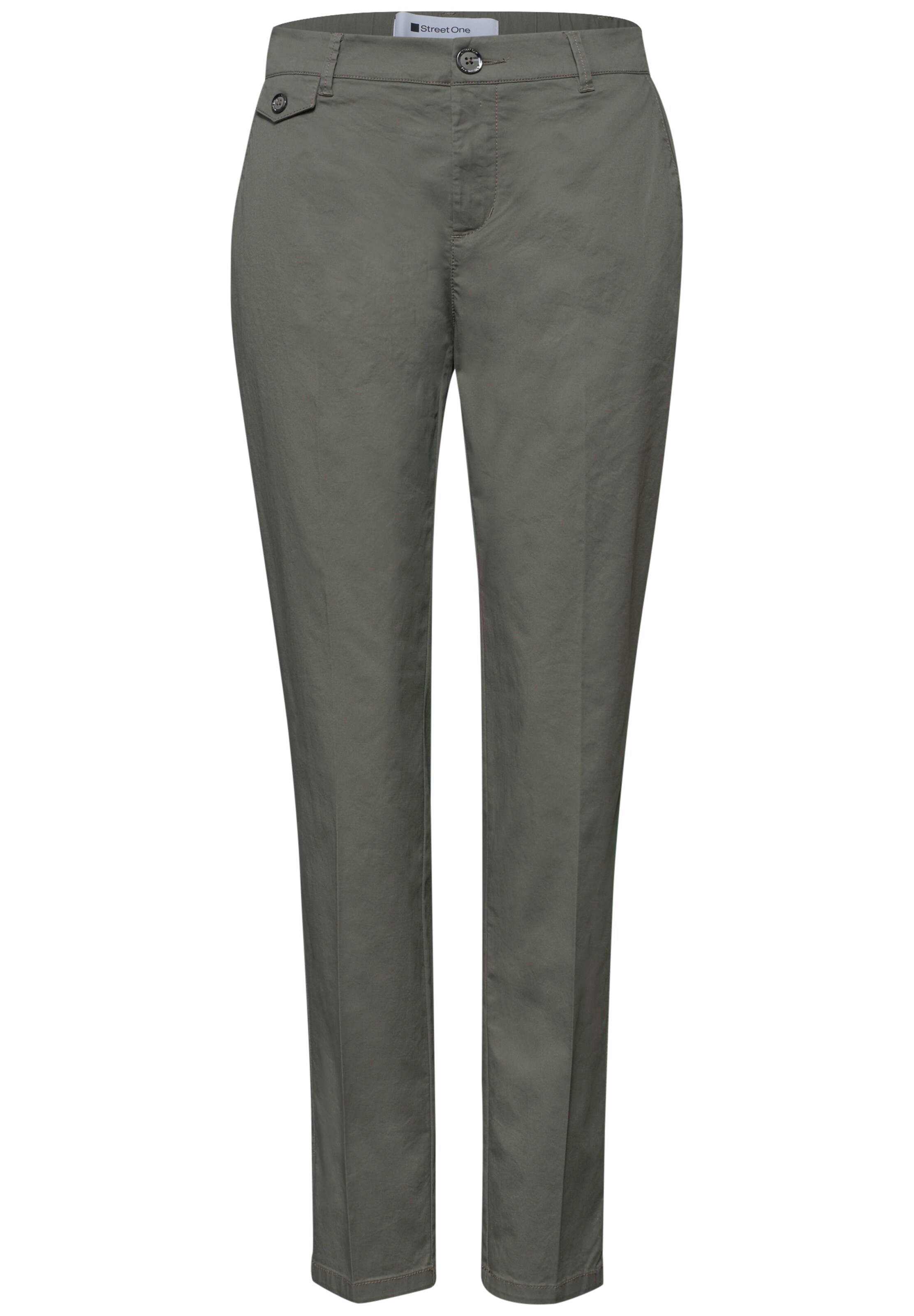 Coupe slim Pantalon à plis STREET ONE en vert : devant