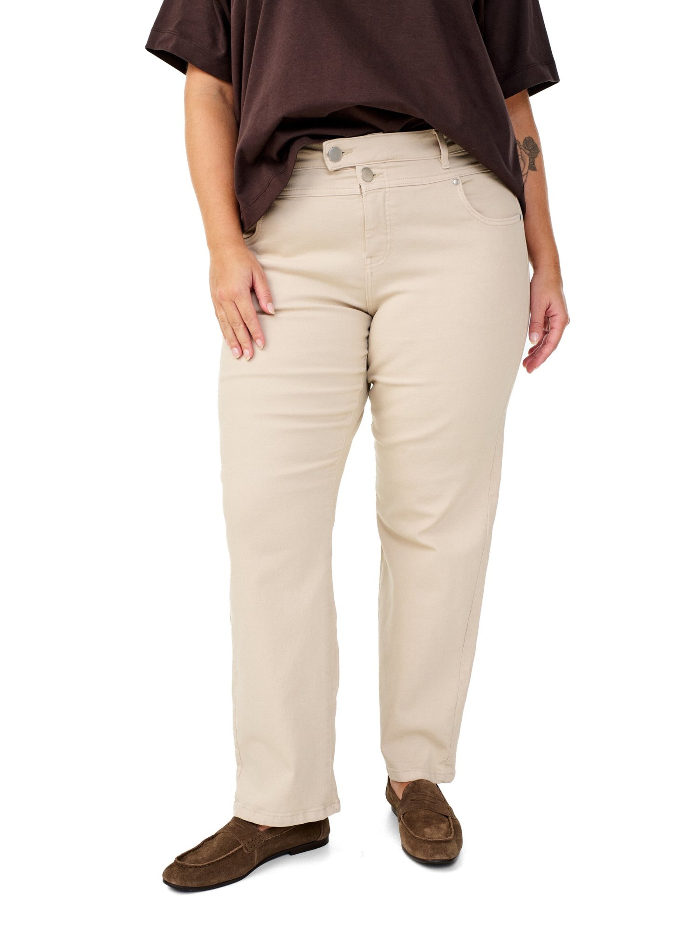 Zizzi Normální Džíny 'Gemma' – béžová: přední strana