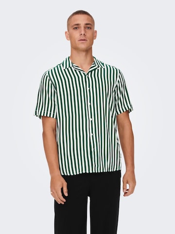 Only & Sons Comfort fit Button Up Shirt 'Wayne' in Green: front