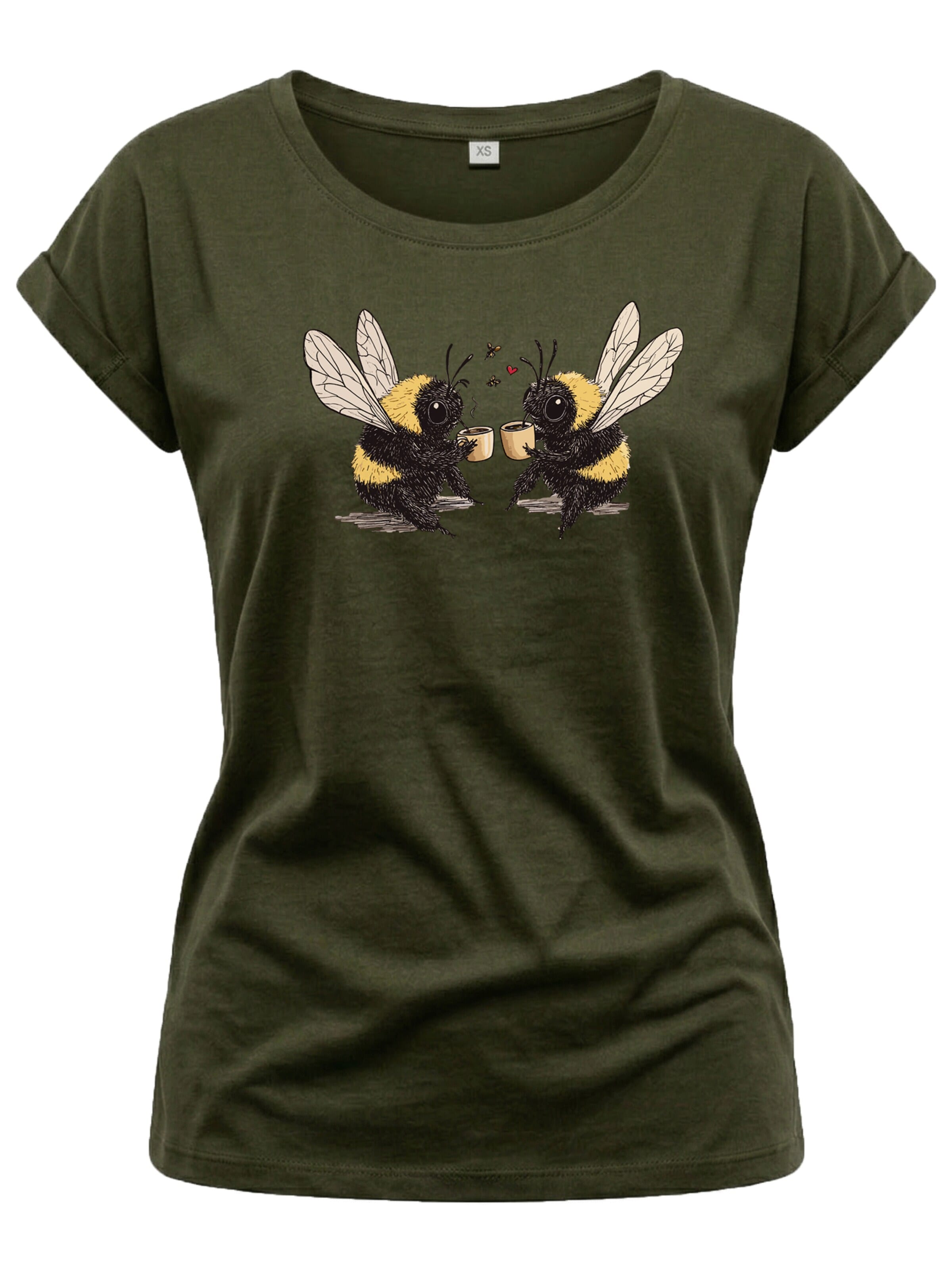 MAKAYA Shirt 'Kaffeeklatsch' in Green: front