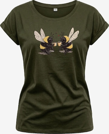 MAKAYA Shirt 'Kaffeeklatsch' in Green: front