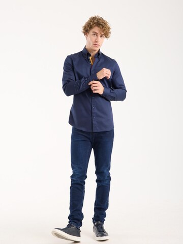 Slim fit Camicia 'Roma Iconic Satin Man Shirt Grey' di 7Camicie in blu